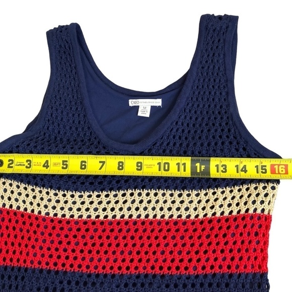 Cato Crochet Maxi Dress Retro 70s Boho Beach Dress Colorblock Striped Sz M - Picture 13 of 16